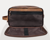 Buffalo Leather Dopp Kit for Men – Vintage Brown Toiletry Travel Bag with Dual Compartments | LH-WB-185 by Aaron Leather Goods - Aaron Leather Goods
