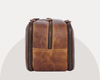 Buffalo Leather Dopp Kit for Men – Vintage Brown Toiletry Travel Bag with Dual Compartments | LH-WB-185 by Aaron Leather Goods - Aaron Leather Goods