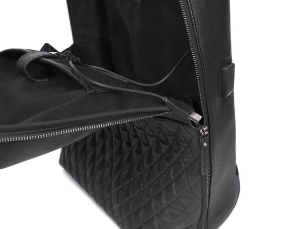 Atria Upcycled Leather Trolley Bag - Black - Aaron Leather Goods