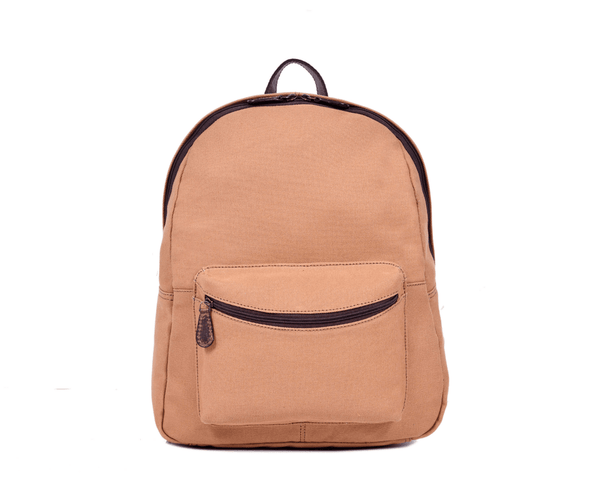 Premium Tan Canvas Backpack for Men & Women – Durable Travel Rucksack with Leather Zippers, Casual Daypack for School, Work, Hiking & Everyday Use - Aaron Leather Goods