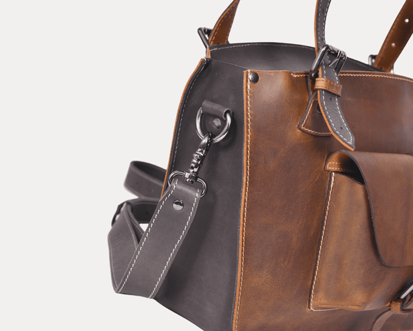 Handmade Vintage Leather Tote Bag for Women – Rustic Satchel Shoulder Handbag with Crossbody Strap & Detachable Pouch – Stylish Work & Travel Laptop Bag - Aaron Leather Goods