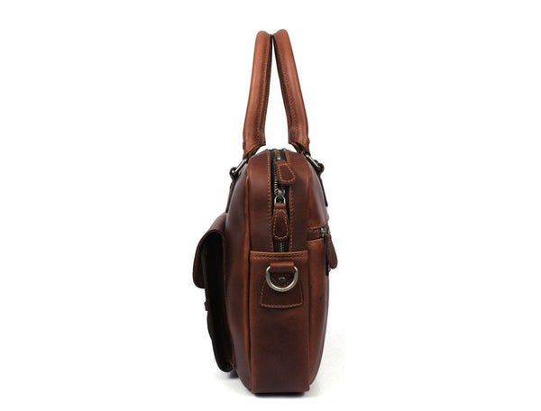 Miramas Leather Office Bag – Walnut Brown - Aaron Leather Goods