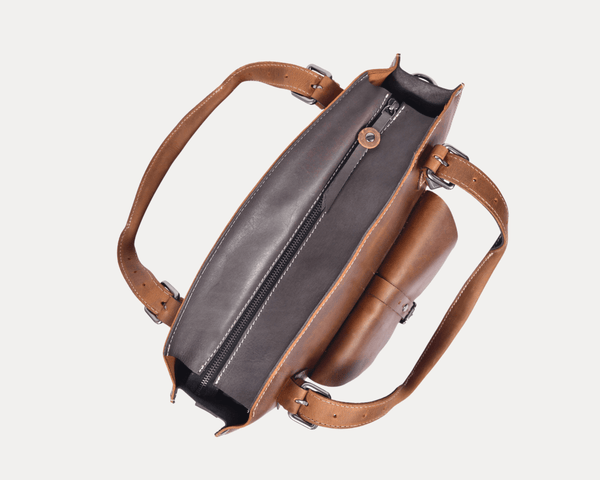 Handmade Vintage Leather Tote Bag for Women – Rustic Satchel Shoulder Handbag with Crossbody Strap & Detachable Pouch – Stylish Work & Travel Laptop Bag - Aaron Leather Goods