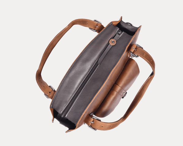 Handmade Vintage Leather Tote Bag for Women – Rustic Satchel Shoulder Handbag with Crossbody Strap & Detachable Pouch – Stylish Work & Travel Laptop Bag - Aaron Leather Goods