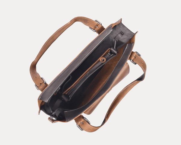 Handmade Vintage Leather Tote Bag for Women – Rustic Satchel Shoulder Handbag with Crossbody Strap & Detachable Pouch – Stylish Work & Travel Laptop Bag - Aaron Leather Goods