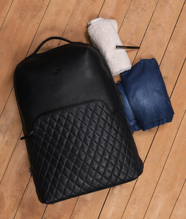 Atria Upcycled Leather Trolley Bag - Black - Aaron Leather Goods