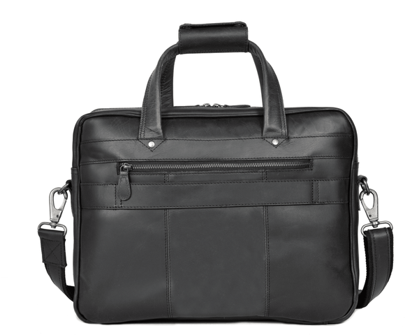 Premium Black Leather Laptop Bag for Men – Stylish Office Briefcase with Shoulder Strap | Business Travel Work Bag - Aaron Leather Goods
