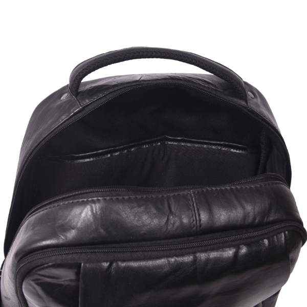 Alderway Brown Leather Commuter Backpack - Black