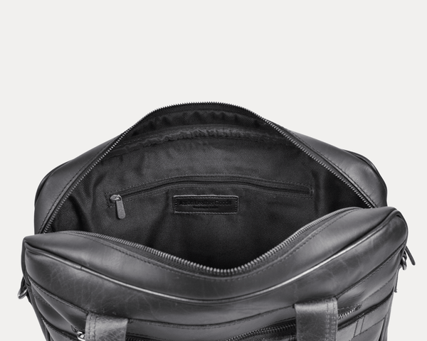 Premium Black Leather Laptop Bag for Men – Stylish Office Briefcase with Shoulder Strap | Business Travel Work Bag - Aaron Leather Goods