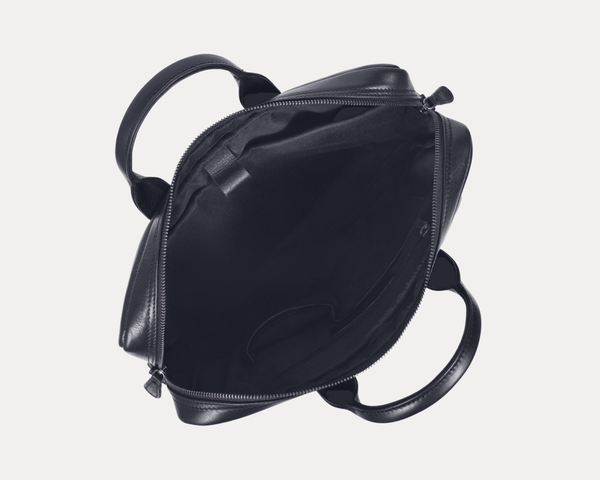 Genuine Black Leather Laptop Bag for Men – Slim Office Briefcase with Shoulder Strap | Professional Business Travel Work Bag - Aaron Leather Goods