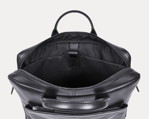 Genuine Black Leather Laptop Bag for Men – Slim Office Briefcase with Shoulder Strap | Professional Business Travel Work Bag - Aaron Leather Goods