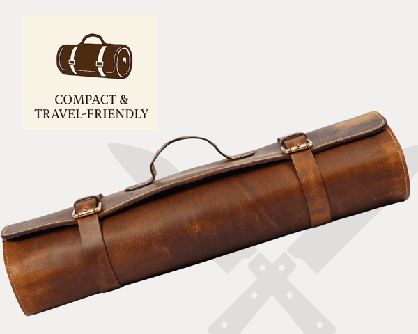 Premium Leather Knife Roll for Chefs – Travel Durable Bag - Aaron Leather Goods