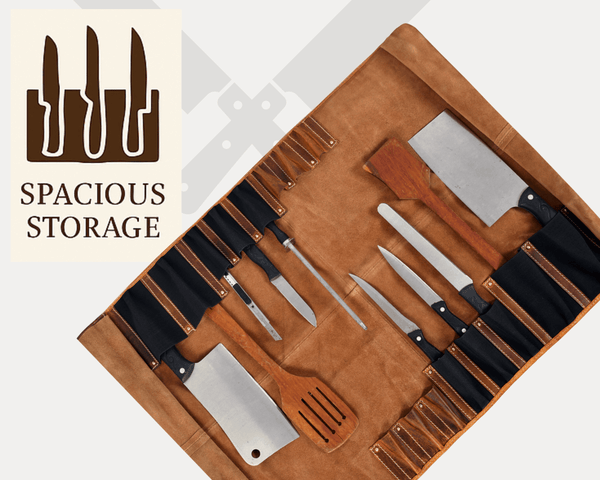 Premium Leather Knife Roll for Chefs – Travel Durable Bag - Aaron Leather Goods
