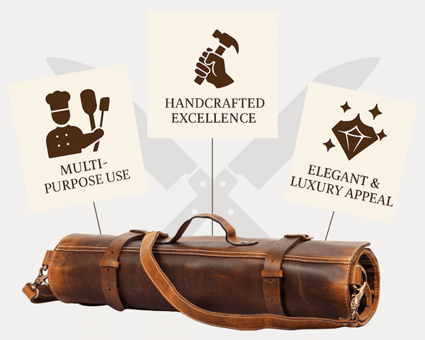 Premium Leather Knife Roll for Chefs – Travel Durable Bag - Aaron Leather Goods