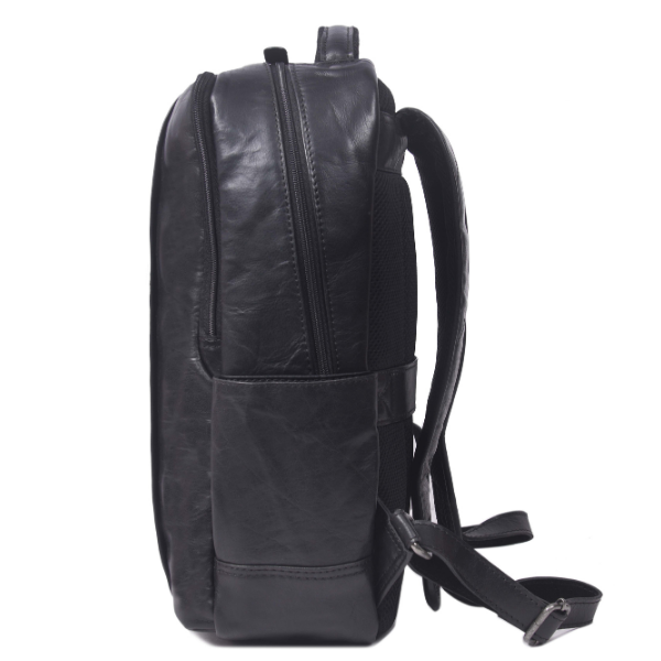 Alderway Brown Leather Commuter Backpack - Black