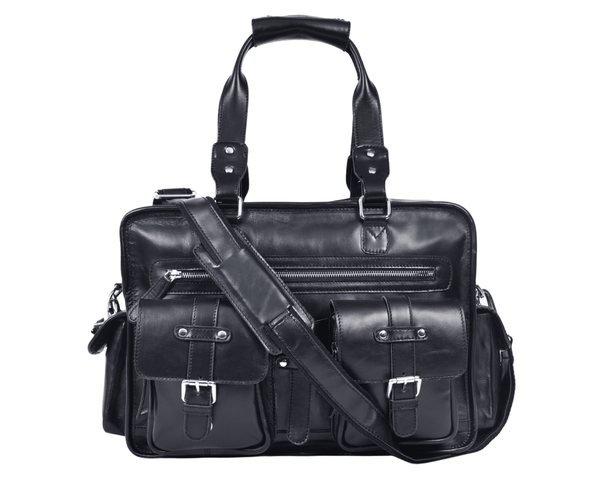 The Maverick Black – Executive Leather Laptop & Travel Messenger - Aaron Leather Goods
