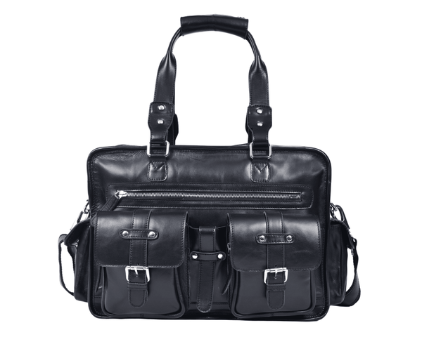The Maverick Black – Executive Leather Laptop & Travel Messenger - Aaron Leather Goods