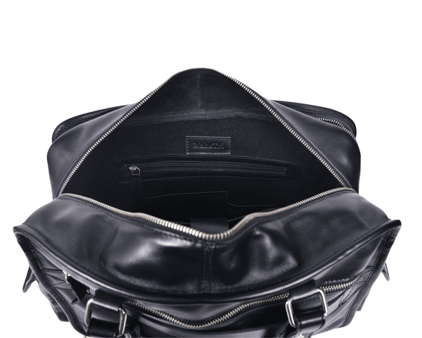 The Maverick Black – Executive Leather Laptop & Travel Messenger - Aaron Leather Goods