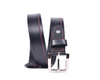Premium Black Leather Belt with Red Stitching & Silver Buckle