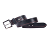 Premium Black Leather Belt with Red Stitching & Silver Buckle