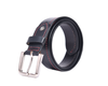 Premium Black Leather Belt with Red Stitching & Silver Buckle