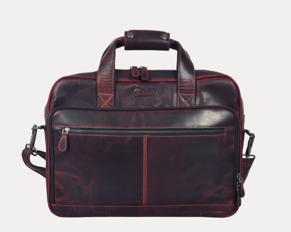 Premium Full-Grain Leather Laptop Briefcase – Slim Office Bag for Men & Women (Fits up to 15.6” Laptop)
