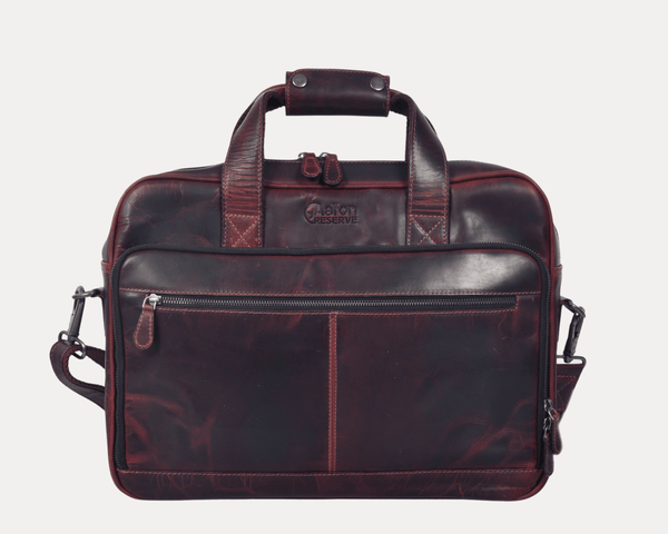 Premium Full-Grain Leather Laptop Briefcase – Slim Office Bag for Men & Women (Fits up to 15.6” Laptop) - Aaron Leather Goods