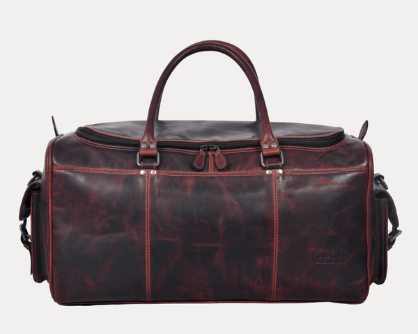 Vintage Leather Duffel Bag for Men & Women – Full Grain Weekender Overnight Travel Bag with Shoulder Strap - Aaron Leather Goods