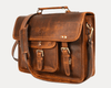 Ancona Leather Office Bag 15" - Caramel Brown - Aaron Leather Goods