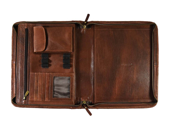 Vittoria Leather Organizer - Chestnut - Aaron Leather Goods
