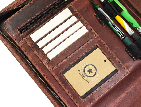 Vittoria Leather Organizer - Walnut Brown - Aaron Leather Goods