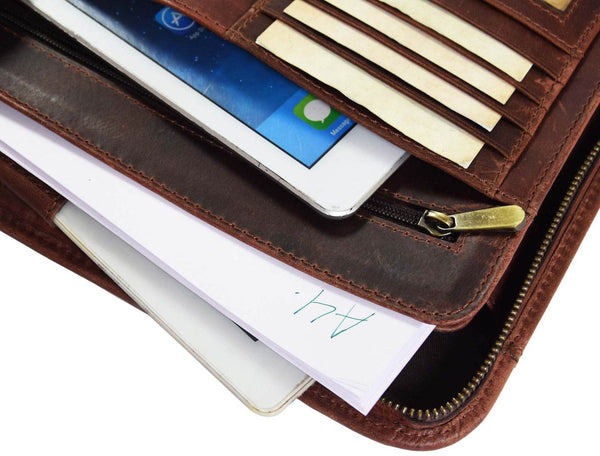 Vittoria Leather Organizer - Walnut Brown - Aaron Leather Goods