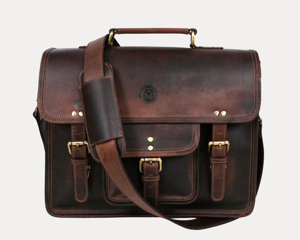 Ancona Leather Office Bag 15" - Walnut