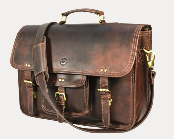 Ancona Leather Office Bag 18" - Vintage Brown