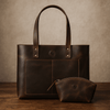 Charlotte Travel Tote Bag Combo - Walnut Brown - Aaron Leather Goods