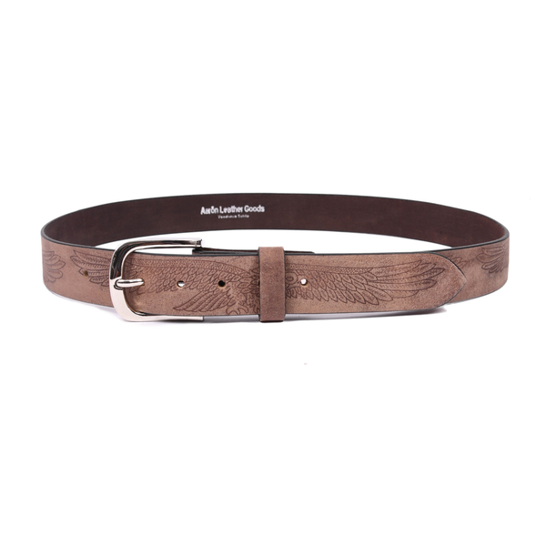Handcrafted Genuine Leather Eagle Embossed Belt for Men – Premium Vintage Brown Casual & Formal Belt with Gift Box