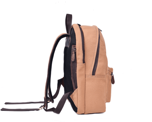 Premium Tan Canvas Backpack for Men & Women – Durable Travel Rucksack with Leather Zippers, Casual Daypack for School, Work, Hiking & Everyday Use - Aaron Leather Goods