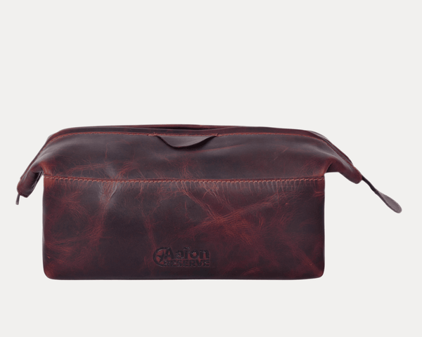 Premium Leather Toiletry Bag for Men – Travel Dopp Kit Organizer with Waterproof Lining - Aaron Leather Goods