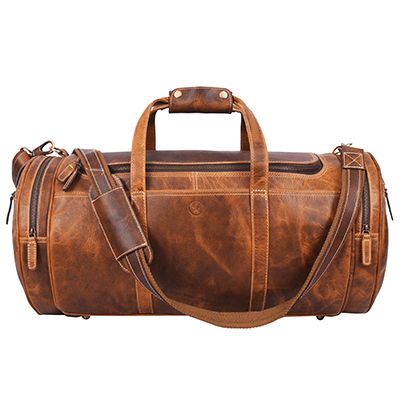 Cordoba Leather Barrel Bag - Caramel Brown - Aaron Leather Goods