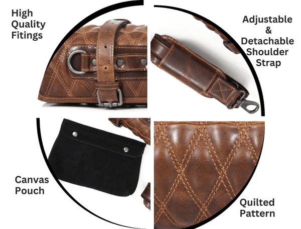 Arctic Blade Quilted Leather Knife Roll - Sienna - Aaron Leather Goods