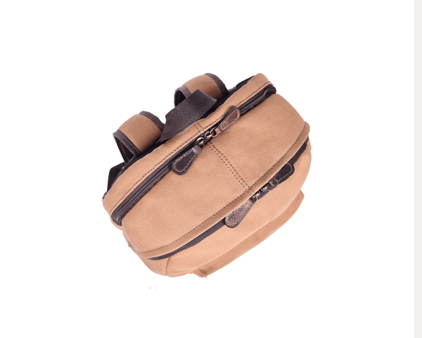 Premium Tan Canvas Backpack for Men & Women – Durable Travel Rucksack with Leather Zippers, Casual Daypack for School, Work, Hiking & Everyday Use - Aaron Leather Goods