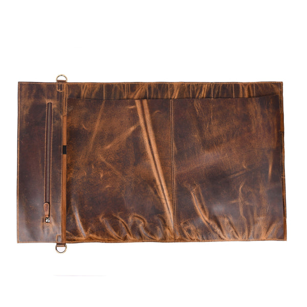 Leather Knife Roll Bag with Handle – Handmade Rustic Chef Knife Roll,