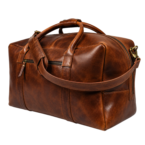 Premium Hard Wax Leather Duffle Bag for Travel & Weekender Use | 20.5 Inch Vintage Leather Holdall
