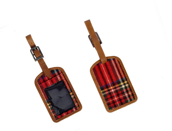 Leather Tweed Luggage Tag - AC - 299 - Aaron Leather Goods