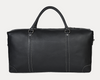 Black Full-Grain Leather Duffle Bag with White Stitching – Handmade Travel Weekender by Aaron Leather Goods"