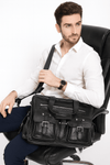 The Maverick Black – Executive Leather Laptop & Travel Messenger - Aaron Leather Goods