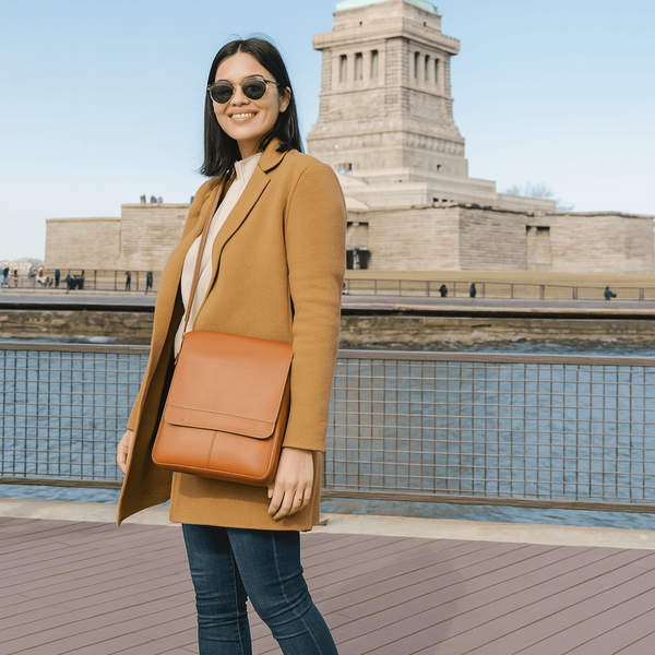 Aaron Leather Goods | Premium Full Grain Leather Messenger Bag – Tan - Aaron Leather Goods