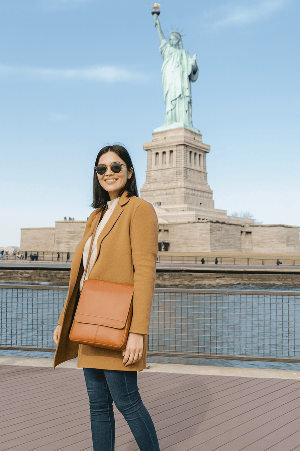 Aaron Leather Goods | Premium Full Grain Leather Messenger Bag – Tan - Aaron Leather Goods