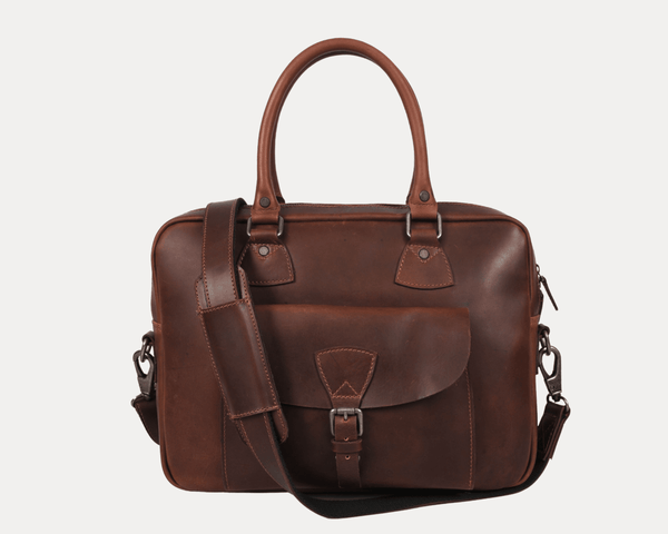 Miramas Leather Office Bag – Walnut Brown - Aaron Leather Goods