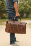 Handcrafted Leather Travel Duffle with Shoulder Strap - Aaron Leather Goods